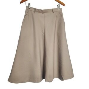 Vintage 80s Skirt Womens Size 13 Tan Midi A-Lone Neutral Circle Preppy